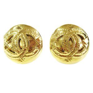 Chanel Cc Logos Button Motif Earrings Gold-Tone - image 1